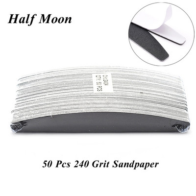 50Pcs/Lot crni zamjenski brusni papir dvostrana turpija za nokte 100/180 sredstvo za uklanjanje žuljeva za manikuru nehrđajuća drška zamjenjivi jastučići