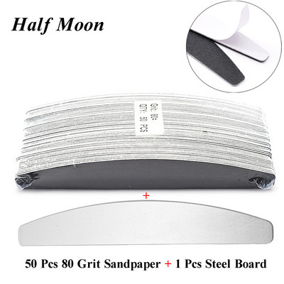 50Pcs/Lot crni zamjenski brusni papir dvostrana turpija za nokte 100/180 sredstvo za uklanjanje žuljeva za manikuru nehrđajuća drška zamjenjivi jastučići
