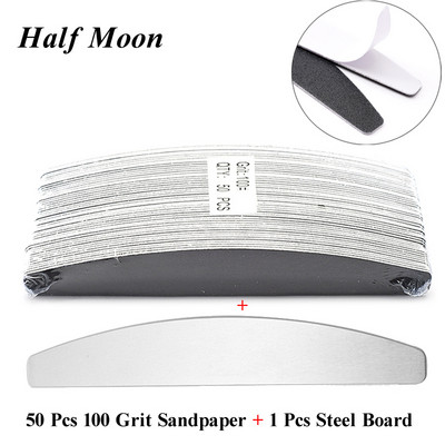 50Pcs/Lot crni zamjenski brusni papir dvostrana turpija za nokte 100/180 sredstvo za uklanjanje žuljeva za manikuru nehrđajuća drška zamjenjivi jastučići