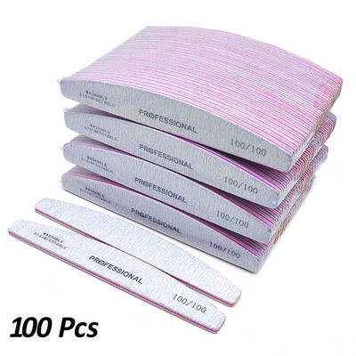 100 kom./lot Turpije za nokte Veleprodaja 80/100/180 Potrepštine za nokte Profesionalno brušenje Turpija za poliranje Alati za pedikuru koji se mogu prati