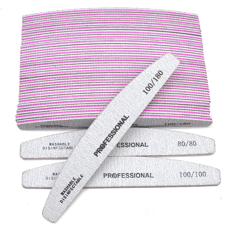 100 kom./lot Turpije za nokte Veleprodaja 80/100/180 Potrepštine za nokte Profesionalno brušenje Turpija za poliranje Alati za pedikuru koji se mogu prati