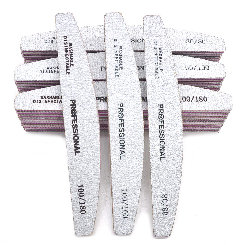 100 kom./lot Turpije za nokte Veleprodaja 80/100/180 Potrepštine za nokte Profesionalno brušenje Turpija za poliranje Alati za pedikuru koji se mogu prati