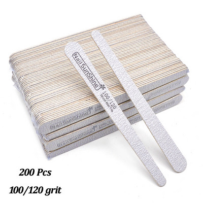 200 komada Drvena turpija za nokte s dvostrukom glavom 100/120/150/180/240 Jaki sivi polumjesec Brusni papir lime a ugl Alati za manikuru Njega noktiju