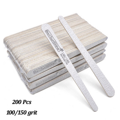 200 komada Drvena turpija za nokte s dvostrukom glavom 100/120/150/180/240 Jaki sivi polumjesec Brusni papir lime a ugl Alati za manikuru Njega noktiju