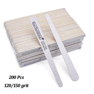 200 komada Drvena turpija za nokte s dvostrukom glavom 100/120/150/180/240 Jaki sivi polumjesec Brusni papir lime a ugl Alati za manikuru Njega noktiju