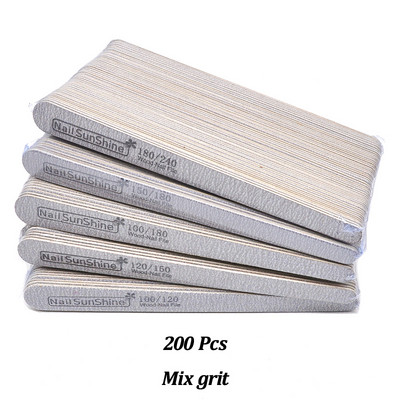 200 komada Drvena turpija za nokte s dvostrukom glavom 100/120/150/180/240 Jaki sivi polumjesec Brusni papir lime a ugl Alati za manikuru Njega noktiju