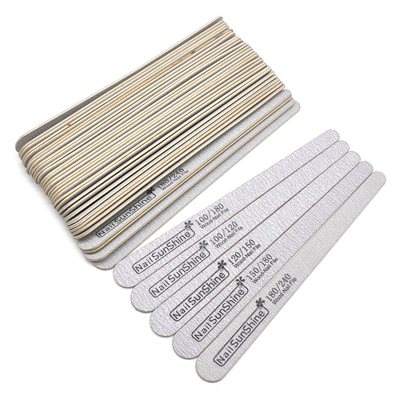 200 komada Drvena turpija za nokte s dvostrukom glavom 100/120/150/180/240 Jaki sivi polumjesec Brusni papir lime a ugl Alati za manikuru Njega noktiju
