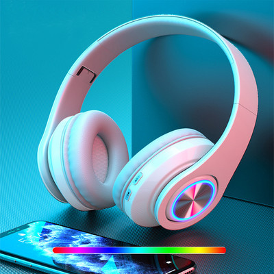 Slušalice s mikrofonom Gamerske slušalice Blutooth Surround Sound Stereo bežične slušalice USB s mikrofonom Šareno svjetlo Slušalice za prijenosno računalo
