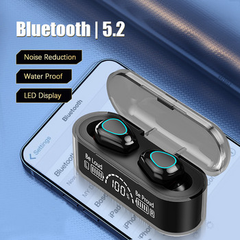 Нов стил TWS Безжични Bluetooth 5.2 Слушалки Стерео Спортни Водоустойчиви Слушалки с кука за ухо С микрофон 3500mAh Кутия за зареждане