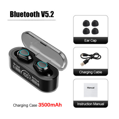 Új stílusú TWS vezeték nélküli Bluetooth 5.2 fejhallgató sztereó sport vízálló fülhorgos fülhallgató mikrofonnal 3500 mAh töltődoboz