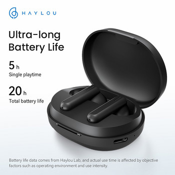 HAYLOU GT7 Безжични слушалки TWS Слушалки Bluetooth 5.2 TWS Слушалки AAC Аудио кодек Приложение за шумопотискане на AI разговори с ниска латентност