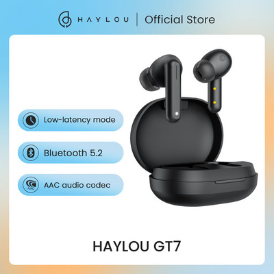 HAYLOU GT7 bezvadu austiņas TWS austiņas Bluetooth 5.2 TWS austiņas AAC audio kodeks Zema latentuma AI zvanu trokšņu samazināšanas lietotne