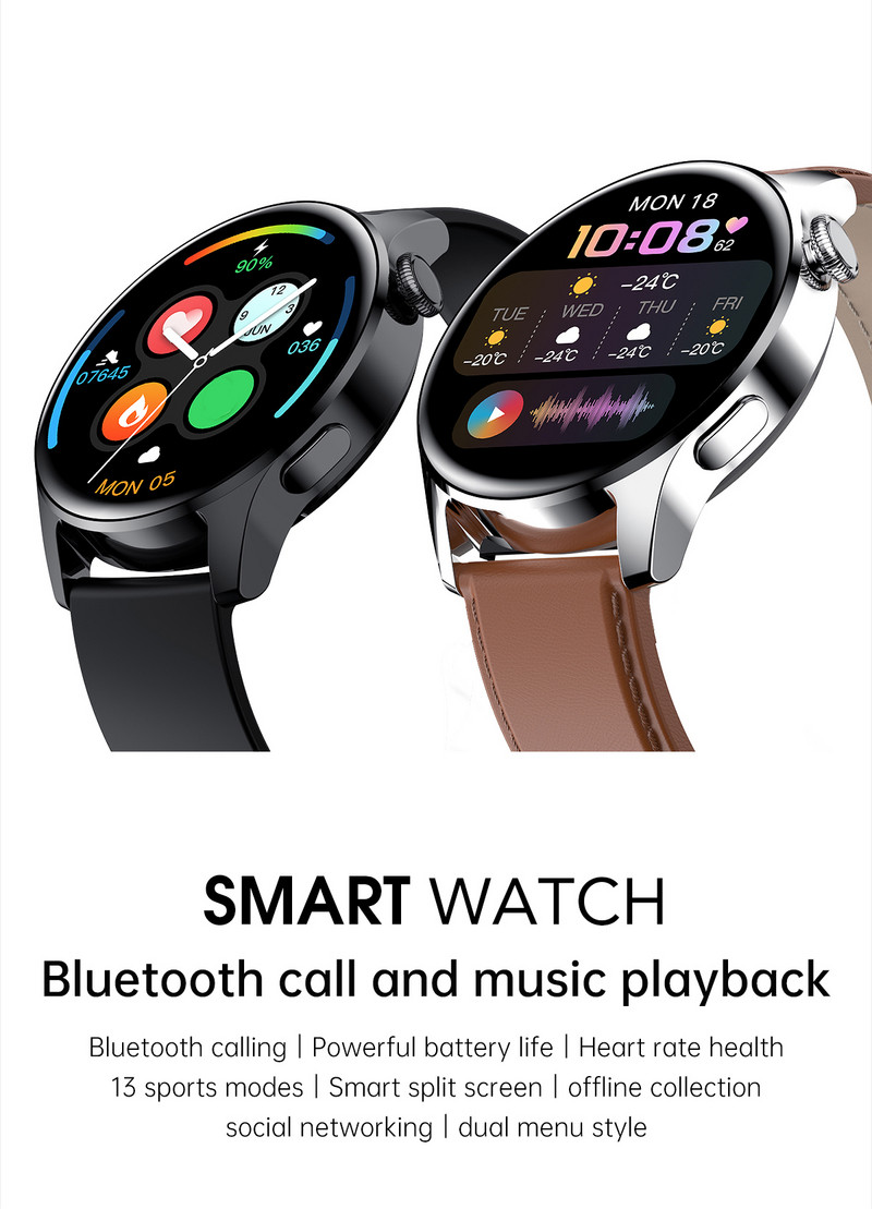 2021 m. Naujas vyrų išmanusis laikrodis „Bluetooth Call“ Neperšlampamas Sportas Fitnesas Širdies ritmo išmanusis laikrodis, skirtas „Huawei Android IOS Phone PK Watch 3“