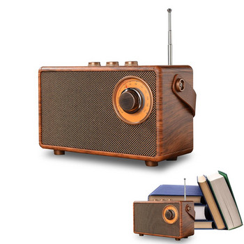 Ретро Bluetooth-съвместим мини високоговорител Субуфер Домашно радио Малък безжичен преносим музикален плейър за пътуване на открито