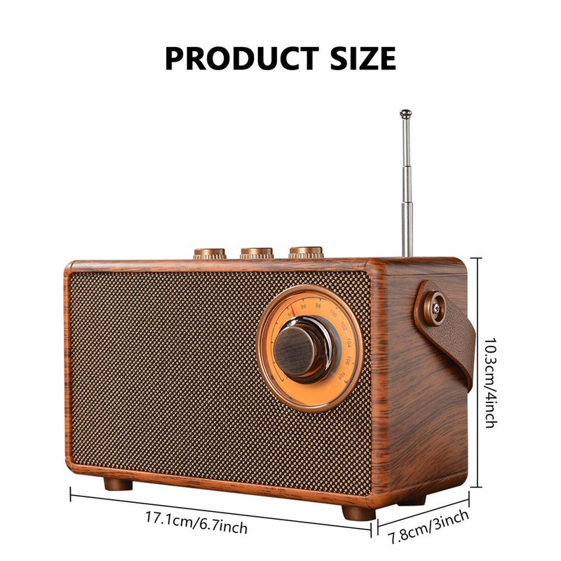 Mini difuzor retro compatibil Bluetooth Subwoofer Home Radio Mic wireless portabil în aer liber Music Player de călătorie