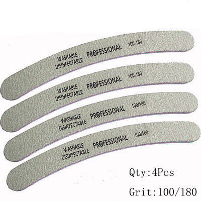 4 vnt lenktos nagų dildės manikiūrui 100/180 Emery UV gelio poliravimo priemonės nagų buferio dildės Pedikiūro poliravimo buferiai patarimai Art Nail Tools