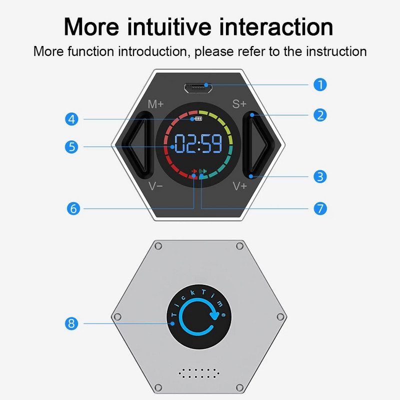 Digitalni LED mjerač vremena Kuhinjski mini budilnik USB elektronička štoperica s odbrojavanjem Magnetski preklopni mjerač vremena za učenje kuhanja Tuš