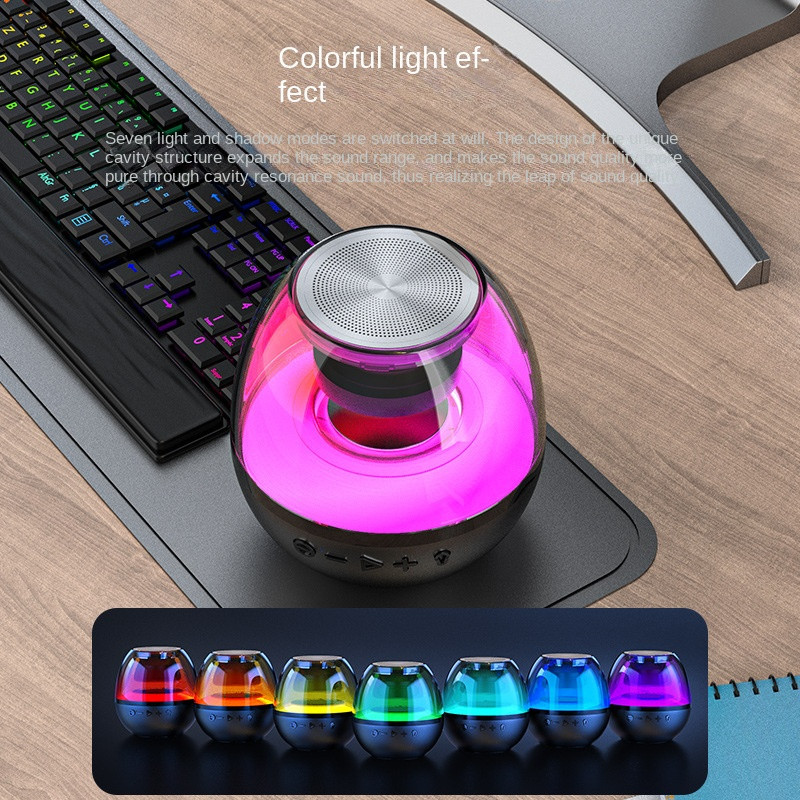 Difuzor portabil de birou fără fir Bluetooth Subwoofer strălucitor colorat AI Smart Multi-Function Audio Suport Card TF