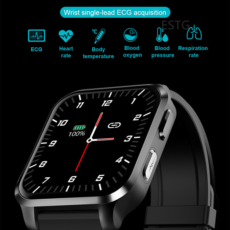 Ceas inteligent E90 Bărbați ECG PPG 1,7 inch Scree Frecvență cardiacă Temperatura corpului Monitor de sănătate Femei Smartwatch Sport Fitness Tracker