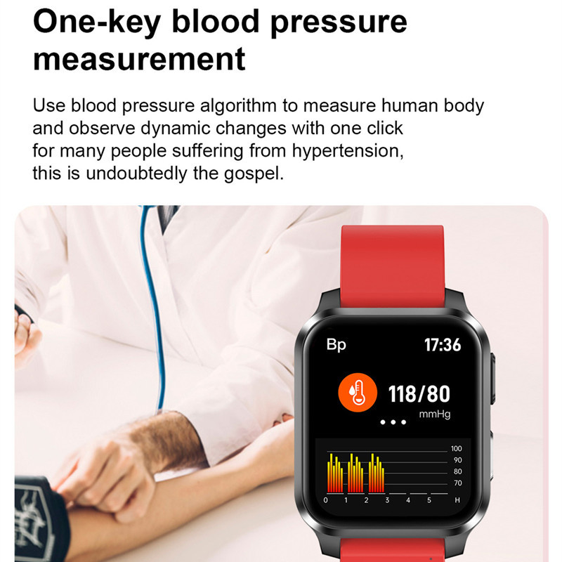 Ceas inteligent E90 Bărbați ECG PPG 1,7 inch Scree Frecvență cardiacă Temperatura corpului Monitor de sănătate Femei Smartwatch Sport Fitness Tracker