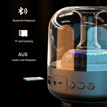 Τρισδιάστατο οικιακό ηχείο Bluetooth Surround Διαφανές χρώμα ελαφρύ Ατμόσφαιρα Μίνι ηχείο Ασύρματο υπογούφερ κάρτας TF Υπαίθριο ηχείο