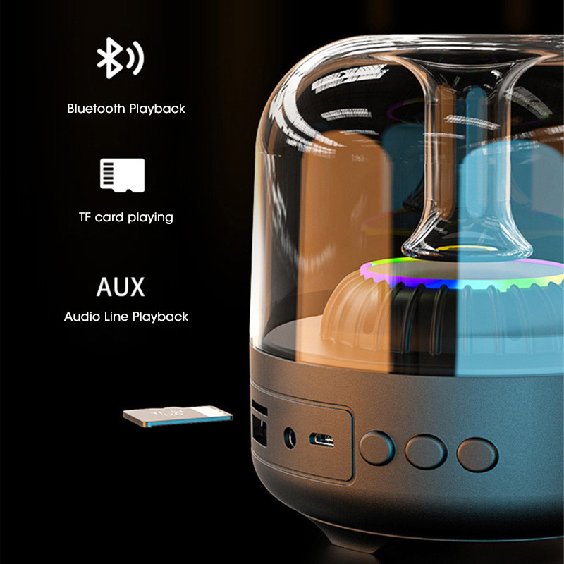 3D kućni Bluetooth zvučnik Surround Transparent Color Light Atmosphere Mini zvučnik Bežična TF kartica Subwoofer Vanjski zvučnik
