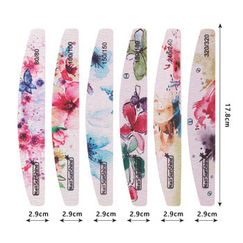 Έγχρωμη λίμα νυχιών 10 τμχ/παρτίδα Half Moon Plastic Core Vijlen Sansing Manicure Buffer Block Set Nail Art Files for Polish Tips