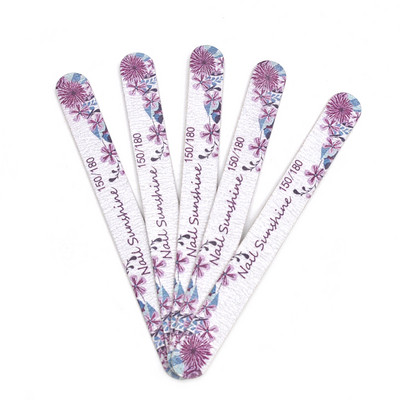 100 τμχ Ξύλινη λίμα νυχιών βερνίκι Professional Nail Buffer Υψηλής ποιότητας Straigh Nail Accessories Manicure Double Side Printing Flower