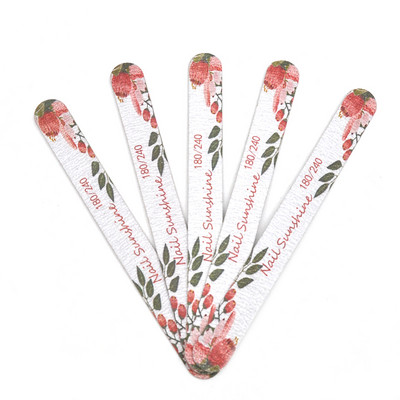 100 τμχ Ξύλινη λίμα νυχιών βερνίκι Professional Nail Buffer Υψηλής ποιότητας Straigh Nail Accessories Manicure Double Side Printing Flower