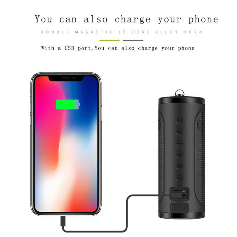 Difuzor Bluetooth puternic pentru biciclete de 5000 mAh Mini coloană fără fir pentru exterior Boombox FM Hands Free Power Bank Lanternă Suport pentru bicicletă