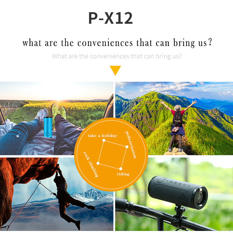 Difuzor Bluetooth puternic pentru biciclete de 5000 mAh Mini coloană fără fir pentru exterior Boombox FM Hands Free Power Bank Lanternă Suport pentru bicicletă