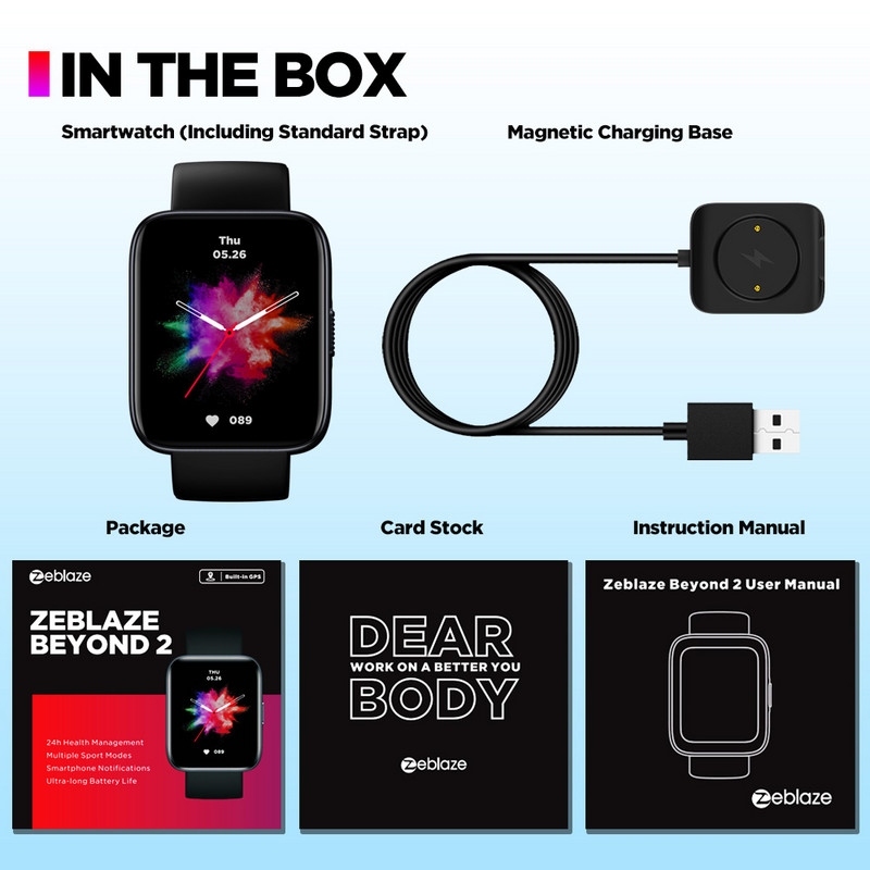 Zeblaze Beyond 2 GPS Smartwatch 1,78`` AMOLED Ενσωματωμένη οθόνη GPS Ανδρικά Γυναικεία Έξυπνα ρολόγια παρακολούθησης υγείας 24 ωρών