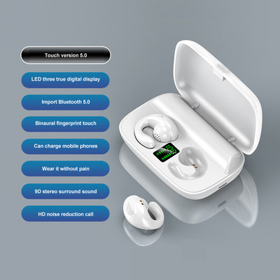 HiFi Wireless Headphone Bone Conduction Concept Ear-Clip Αθλητικό παιχνίδι Μουσική Έλεγχος αφής Ακύρωση θορύβου TWS Ακουστικό Bluetooth