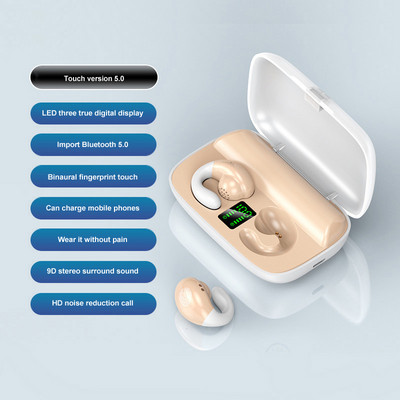 HiFi Wireless Headphone Bone Conduction Concept Ear-Clip Αθλητικό παιχνίδι Μουσική Έλεγχος αφής Ακύρωση θορύβου TWS Ακουστικό Bluetooth