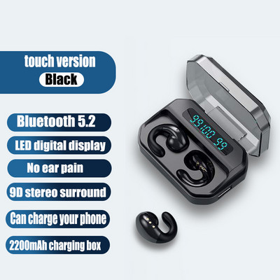HiFi Wireless Headphone Bone Conduction Concept Ear-Clip Αθλητικό παιχνίδι Μουσική Έλεγχος αφής Ακύρωση θορύβου TWS Ακουστικό Bluetooth