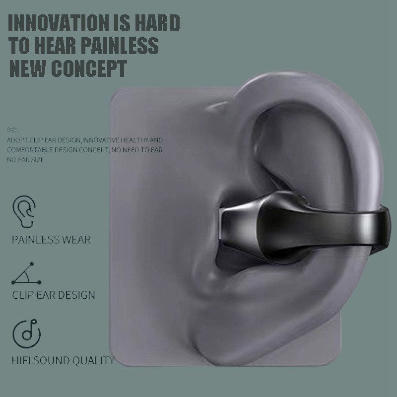 HiFi Wireless Headphone Bone Conduction Concept Ear-Clip Αθλητικό παιχνίδι Μουσική Έλεγχος αφής Ακύρωση θορύβου TWS Ακουστικό Bluetooth