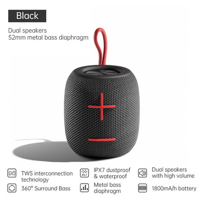 TWS Bluetooth zvučnik Bas Bežični prijenosni subwoofer Vodootporna zvučna kutija Podrška AUX TF USB Stereo zvučnik Glazbene kutije