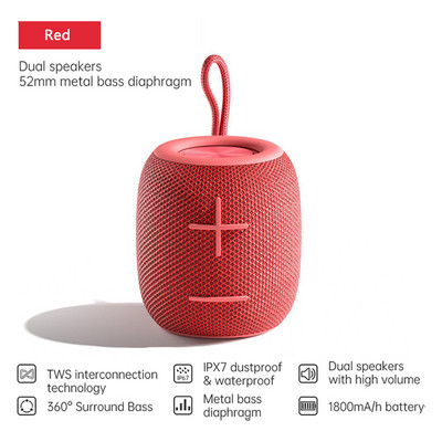 TWS Bluetooth zvučnik Bas Bežični prijenosni subwoofer Vodootporna zvučna kutija Podrška AUX TF USB Stereo zvučnik Glazbene kutije