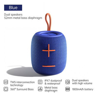 TWS Bluetooth zvučnik Bas Bežični prijenosni subwoofer Vodootporna zvučna kutija Podrška AUX TF USB Stereo zvučnik Glazbene kutije