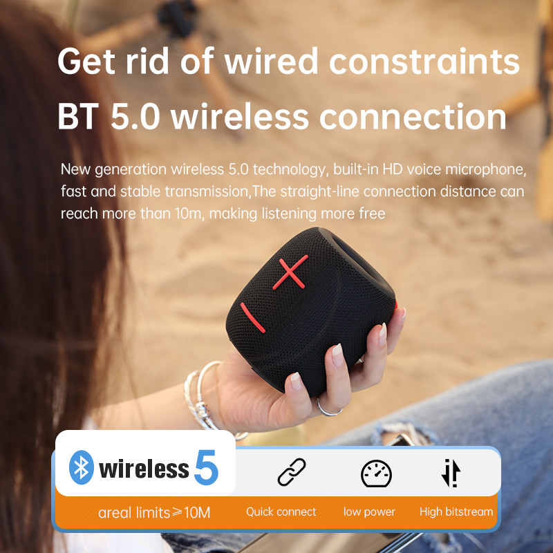 TWS Bluetooth garsiakalbis žemųjų dažnių belaidis nešiojamas žemųjų dažnių garsiakalbis vandeniui atsparus garso dėžutės palaikymas AUX TF USB stereo garsiakalbių muzikos dėžutės