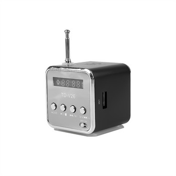 Мини радиоприемник TD-V26 Цифрови преносими високоговорители LCD Стерео високоговорител Поддръжка за USB зареждане TF карта FM радио Музикален плейър