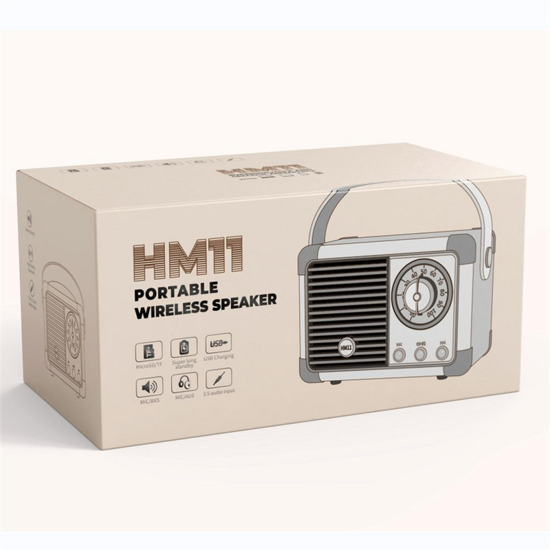 Hm11 Classic Retro Su Bluetooth suderinamas garsiakalbis Garsas Garsas Stereo Nešiojamas dekoratyvinis mini kelioninis muzikos grotuvo priedai