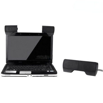 Преносим USB саундбар с мини щипка за лаптоп / настолен компютър / таблет - черен саундбар, захранван с Bluetooth високоговорител, субуфер