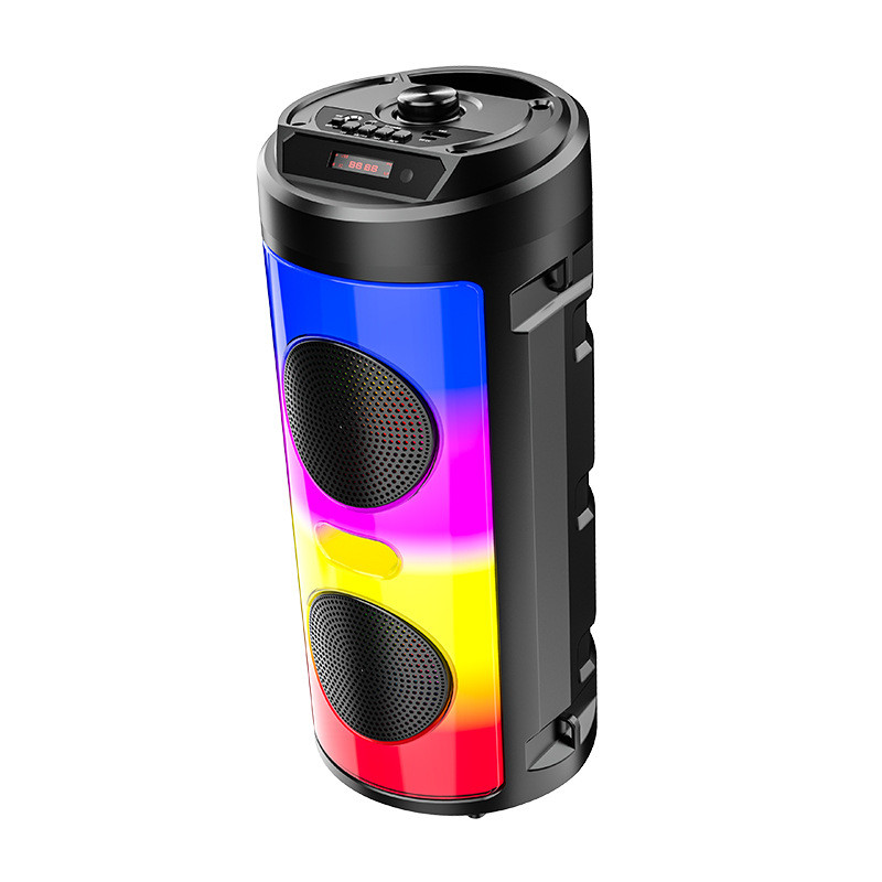 Lauko didelio garsumo nuotolinio valdymo pultas „Bluetooth“ garsiakalbių dėžutė, dviguba 4 colių tarimo kortelė FM radijo LED šviesos vakarėlio dėžutė