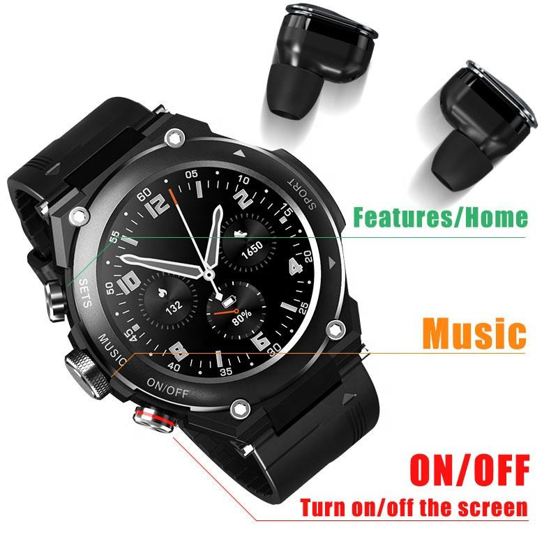 Smart Watch 2023 Hot Wireless TWS Earphone 2 In 1MP3 Music Ανδρικά ρολόγια Fitness Call T92 GPS Tracker Smart Watch with Earbuds