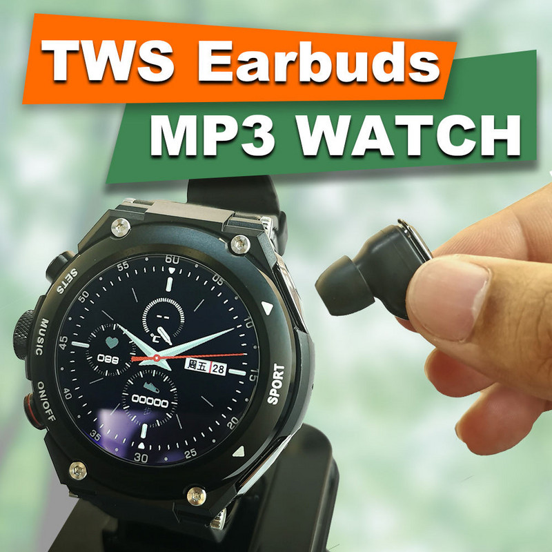 Smart Watch 2023 Hot Wireless TWS Earphone 2 In 1MP3 Music Ανδρικά ρολόγια Fitness Call T92 GPS Tracker Smart Watch with Earbuds