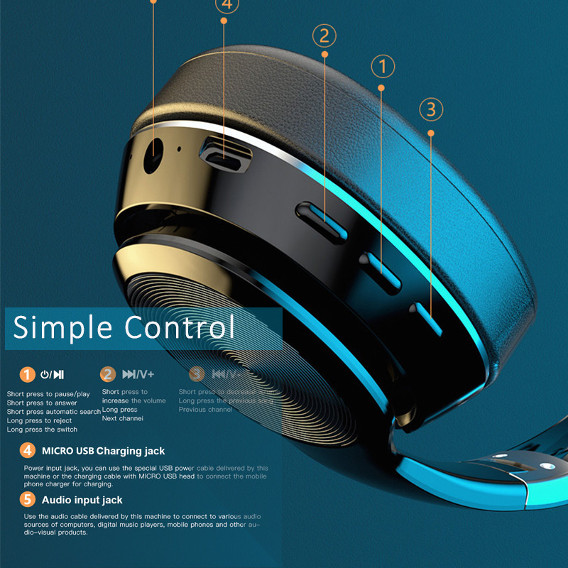 HiFi bežične slušalice Bluetooth sklopive slušalice s podrškom za TF karticu/FM radio Stereo slušalice s mikrofonom Duboki bas
