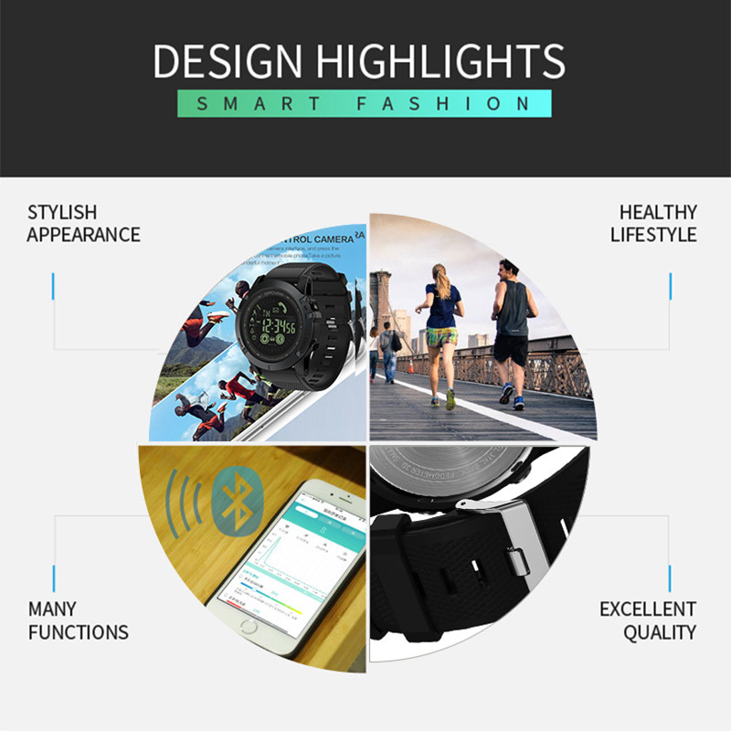 Pametni sat Muški sportski Bluetooth elektronički satovi Crna vojna kvaliteta Pametni sat Vodootporni ručni sat Reloj Mujer