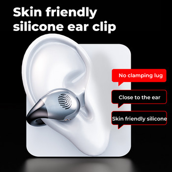 Bluetooth слушалки с истинска костна проводимост, щипка за ухо, обеца, безжични слушалки с микрофон, обаждания, сензорно управление, спортни слушалки