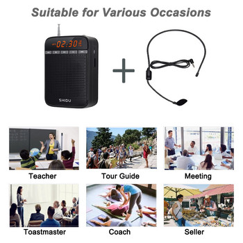 SHIDU 10W преносим гласов усилвател Sound Bullhorn кабелен микрофон FM AUX записващи аудио високоговорители с усилване за учители M400
